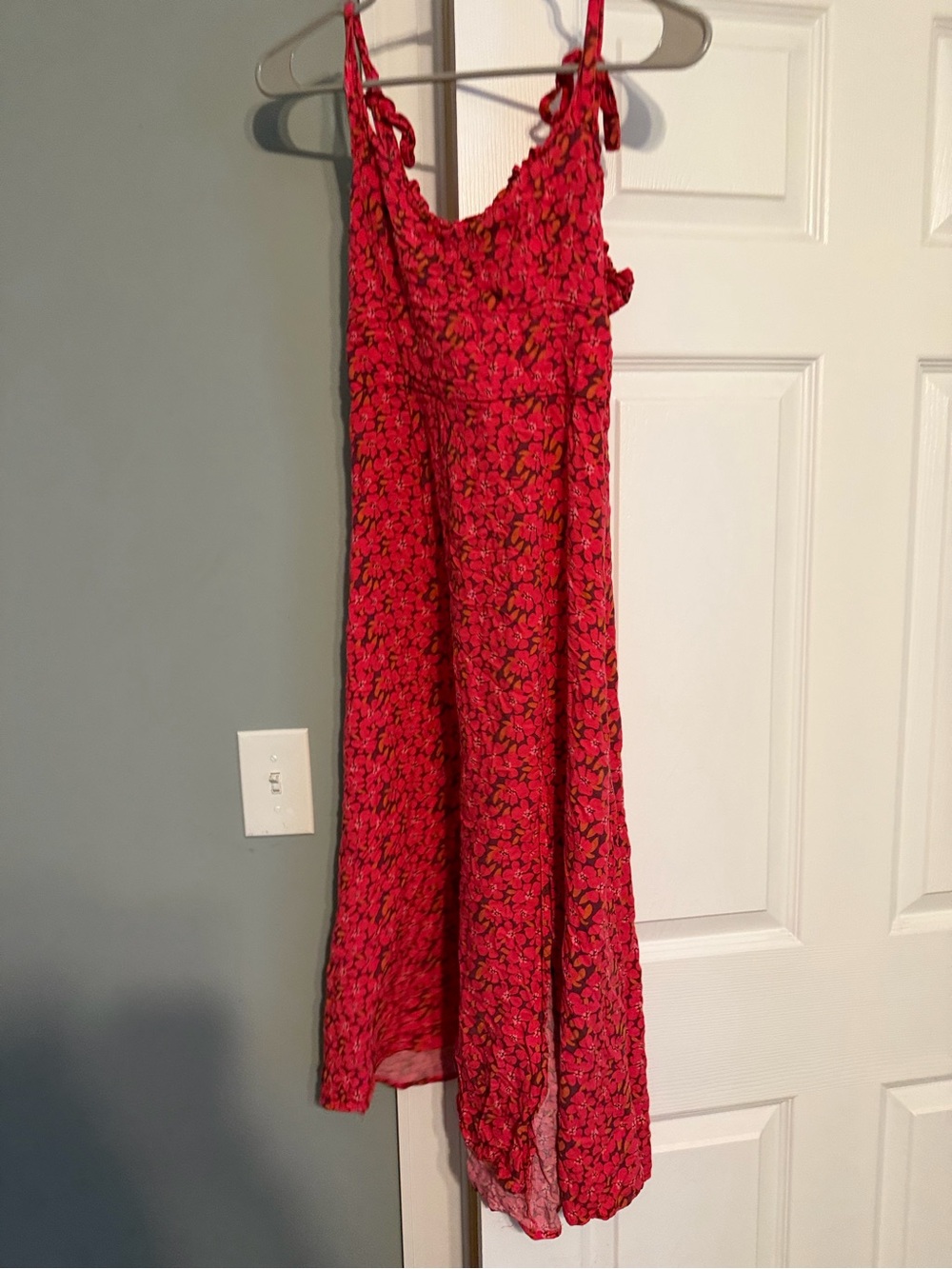 Vici Bright Pink Floral Tie-Shoulder Midi Dress